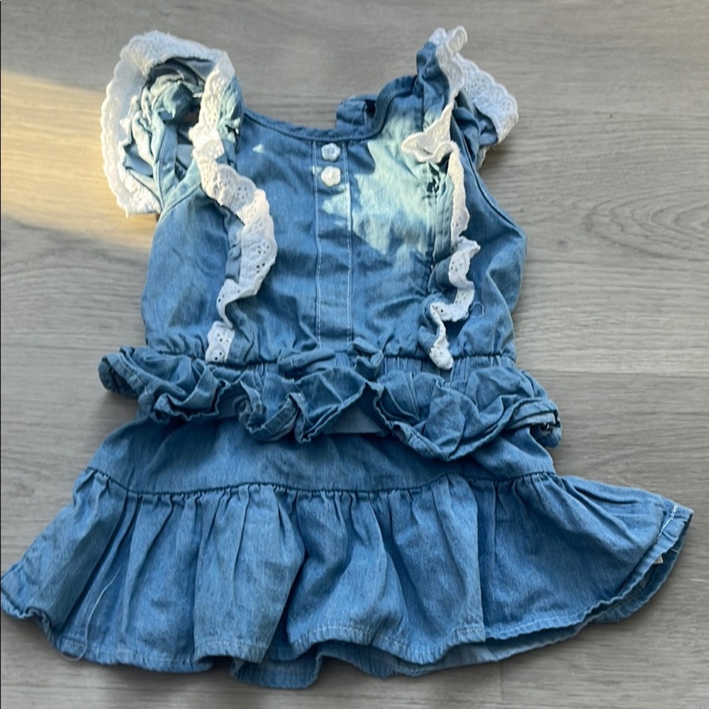 Tommy Hilfiger Light Blue Denim Dress with White Lace